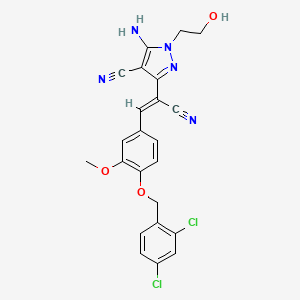 molecular formula C23H19Cl2N5O3 B3867068 5-amino-3-(1-cyano-2-{4-[(2,4-dichlorobenzyl)oxy]-3-methoxyphenyl}vinyl)-1-(2-hydroxyethyl)-1H-pyrazole-4-carbonitrile 