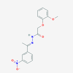 molecular formula C17H17N3O5 B386707 2-(2-methoxyphenoxy)-N'-[(1E)-1-(3-nitrophenyl)ethylidene]acetohydrazide 
