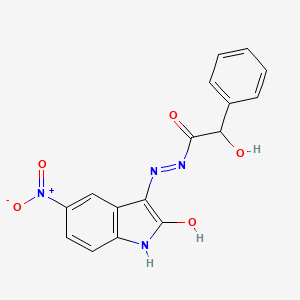 molecular formula C16H12N4O5 B3867080 2-hydroxy-N'-(5-nitro-2-oxo-1,2-dihydro-3H-indol-3-ylidene)-2-phenylacetohydrazide 