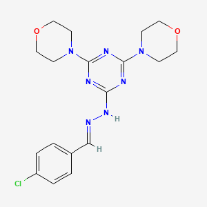 molecular formula C18H22ClN7O2 B3867138 4-chlorobenzaldehyde (4,6-di-4-morpholinyl-1,3,5-triazin-2-yl)hydrazone 