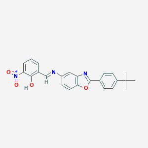 molecular formula C24H21N3O4 B386719 2-({[2-(4-Tert-butylphenyl)-1,3-benzoxazol-5-yl]imino}methyl)-6-nitrophenol 