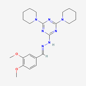 molecular formula C22H31N7O2 B3867215 3,4-dimethoxybenzaldehyde (4,6-di-1-piperidinyl-1,3,5-triazin-2-yl)hydrazone 