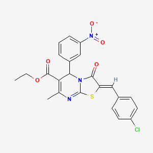 ethyl 2-(4-chlorobenzylidene)-7-methyl-5-(3-nitrophenyl)-3-oxo-2,3-dihydro-5H-[1,3]thiazolo[3,2-a]pyrimidine-6-carboxylate