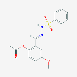 molecular formula C16H16N2O5S B3867253 4-methoxy-2-[2-(phenylsulfonyl)carbonohydrazonoyl]phenyl acetate 