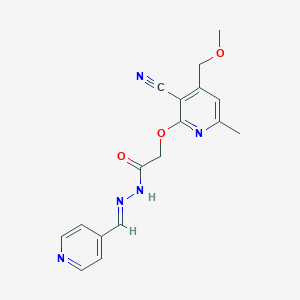 2-{[3-cyano-4-(methoxymethyl)-6-methyl-2-pyridinyl]oxy}-N'-(4-pyridinylmethylene)acetohydrazide
