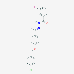 N'-(1-{4-[(4-chlorobenzyl)oxy]phenyl}ethylidene)-3-fluorobenzohydrazide