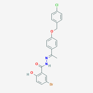 molecular formula C22H18BrClN2O3 B386729 5-bromo-N'-(1-{4-[(4-chlorobenzyl)oxy]phenyl}ethylidene)-2-hydroxybenzohydrazide 