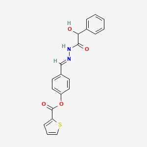 molecular formula C20H16N2O4S B3867306 4-{2-[hydroxy(phenyl)acetyl]carbonohydrazonoyl}phenyl 2-thiophenecarboxylate 