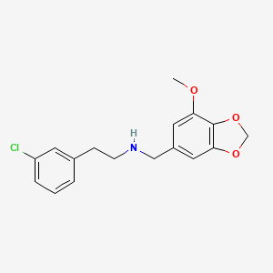 molecular formula C17H18ClNO3 B3867310 2-(3-chlorophenyl)-N-[(7-methoxy-1,3-benzodioxol-5-yl)methyl]ethanamine 