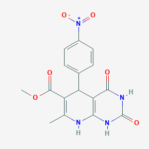 molecular formula C16H14N4O6 B3867349 methyl 7-methyl-5-(4-nitrophenyl)-2,4-dioxo-1,2,3,4,5,8-hexahydropyrido[2,3-d]pyrimidine-6-carboxylate 