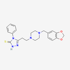 molecular formula C22H25N5O2S B3867353 5-{2-[4-(1,3-benzodioxol-5-ylmethyl)-1-piperazinyl]ethyl}-4-phenyl-2,4-dihydro-3H-1,2,4-triazole-3-thione 