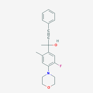 molecular formula C21H22FNO2 B3867453 2-[5-fluoro-2-methyl-4-(4-morpholinyl)phenyl]-4-phenyl-3-butyn-2-ol 