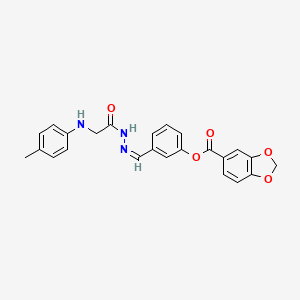 molecular formula C24H21N3O5 B3867457 3-(2-{[(4-methylphenyl)amino]acetyl}carbonohydrazonoyl)phenyl 1,3-benzodioxole-5-carboxylate 