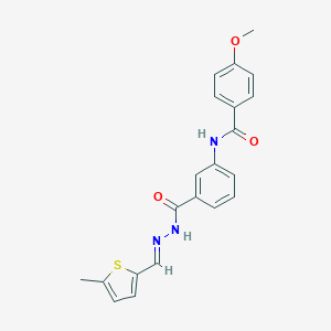 molecular formula C21H19N3O3S B386746 4-methoxy-N-[3-({2-[(5-methyl-2-thienyl)methylene]hydrazino}carbonyl)phenyl]benzamide 