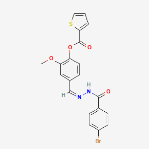 molecular formula C20H15BrN2O4S B3867520 4-[2-(4-bromobenzoyl)carbonohydrazonoyl]-2-methoxyphenyl 2-thiophenecarboxylate 