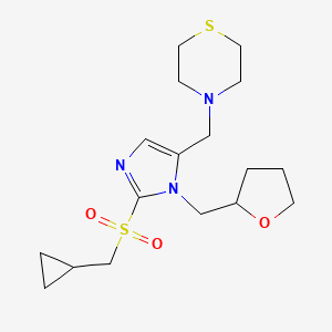 molecular formula C17H27N3O3S2 B3867546 4-{[2-[(cyclopropylmethyl)sulfonyl]-1-(tetrahydro-2-furanylmethyl)-1H-imidazol-5-yl]methyl}thiomorpholine 