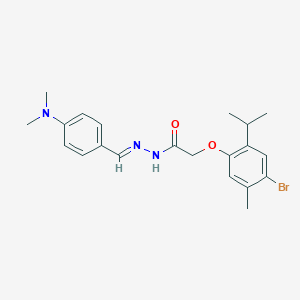 molecular formula C21H26BrN3O2 B386755 2-(4-bromo-2-isopropyl-5-methylphenoxy)-N'-[4-(dimethylamino)benzylidene]acetohydrazide 