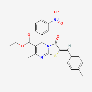 molecular formula C24H21N3O5S B3867552 ethyl 7-methyl-2-(4-methylbenzylidene)-5-(3-nitrophenyl)-3-oxo-2,3-dihydro-5H-[1,3]thiazolo[3,2-a]pyrimidine-6-carboxylate 