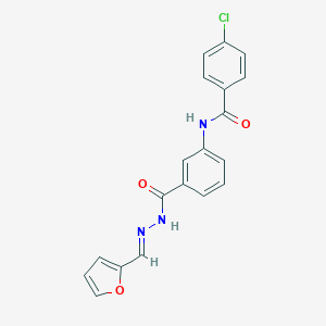 molecular formula C19H14ClN3O3 B386756 4-chloro-N-(3-{[2-(2-furylmethylene)hydrazino]carbonyl}phenyl)benzamide 