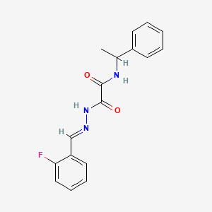 molecular formula C17H16FN3O2 B3867607 2-[2-(2-fluorobenzylidene)hydrazino]-2-oxo-N-(1-phenylethyl)acetamide 