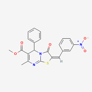 molecular formula C22H17N3O5S B3867638 methyl 7-methyl-2-(3-nitrobenzylidene)-3-oxo-5-phenyl-2,3-dihydro-5H-[1,3]thiazolo[3,2-a]pyrimidine-6-carboxylate 