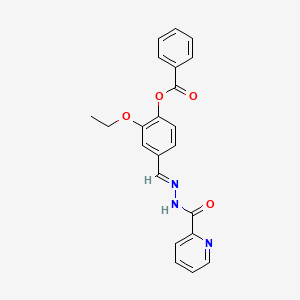 molecular formula C22H19N3O4 B3867659 2-ethoxy-4-[2-(2-pyridinylcarbonyl)carbonohydrazonoyl]phenyl benzoate 