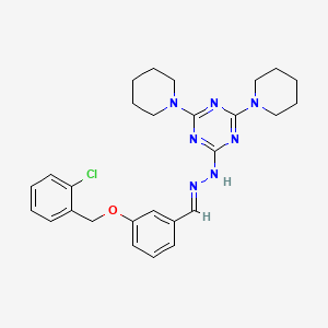 molecular formula C27H32ClN7O B3867662 3-[(2-chlorobenzyl)oxy]benzaldehyde (4,6-di-1-piperidinyl-1,3,5-triazin-2-yl)hydrazone 
