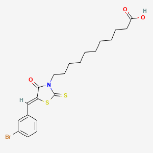 molecular formula C21H26BrNO3S2 B3867665 11-[5-(3-bromobenzylidene)-4-oxo-2-thioxo-1,3-thiazolidin-3-yl]undecanoic acid 