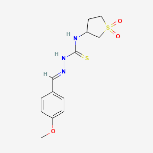 molecular formula C13H17N3O3S2 B3867674 4-methoxybenzaldehyde N-(1,1-dioxidotetrahydro-3-thienyl)thiosemicarbazone 