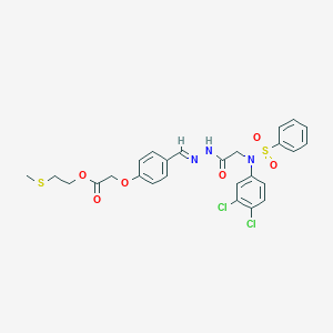 molecular formula C26H25Cl2N3O6S2 B3867717 2-(methylthio)ethyl [4-(2-{[(3,4-dichlorophenyl)(phenylsulfonyl)amino]acetyl}carbonohydrazonoyl)phenoxy]acetate 