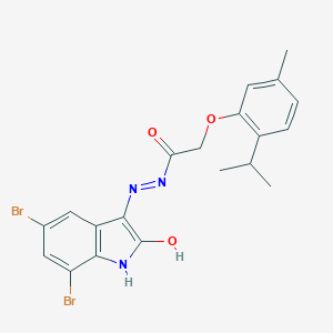 molecular formula C20H19Br2N3O3 B386775 N'-(5,7-二溴-2-氧代吲哚啉-3-亚烷基)-2-(2-异丙基-5-甲基苯氧基)乙酰肼 CAS No. 327033-93-2