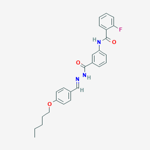 molecular formula C26H26FN3O3 B386777 2-fluoro-N-[3-({2-[4-(pentyloxy)benzylidene]hydrazino}carbonyl)phenyl]benzamide 