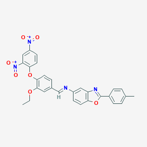 molecular formula C29H22N4O7 B386778 5-[(4-{2,4-Dinitrophenoxy}-3-ethoxybenzylidene)amino]-2-(4-methylphenyl)-1,3-benzoxazole 