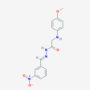 molecular formula C16H16N4O4 B386780 N'-{3-nitrobenzylidene}-2-(4-methoxyanilino)acetohydrazide 