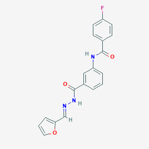 molecular formula C19H14FN3O3 B386785 4-Fluoro-N-[3-(furan-2-ylmethylene-hydrazinocarbonyl)-phenyl]-benzamide 