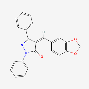 molecular formula C23H16N2O3 B3867858 4-(1,3-benzodioxol-5-ylmethylene)-2,5-diphenyl-2,4-dihydro-3H-pyrazol-3-one 