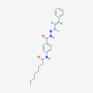 molecular formula C25H31N3O2 B386786 N-(4-{[2-(1-methyl-3-phenyl-2-propenylidene)hydrazino]carbonyl}phenyl)octanamide 
