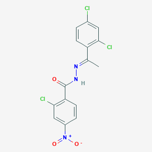 molecular formula C15H10Cl3N3O3 B3867867 2-chloro-N'-[1-(2,4-dichlorophenyl)ethylidene]-4-nitrobenzohydrazide 