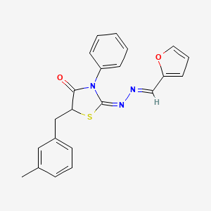 molecular formula C22H19N3O2S B3867886 2-furaldehyde [5-(3-methylbenzyl)-4-oxo-3-phenyl-1,3-thiazolidin-2-ylidene]hydrazone 