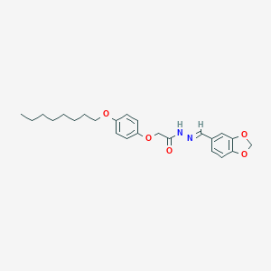 molecular formula C24H30N2O5 B386796 N'-(1,3-benzodioxol-5-ylmethylene)-2-[4-(octyloxy)phenoxy]acetohydrazide 