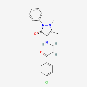 molecular formula C20H18ClN3O2 B3867988 4-{[3-(4-chlorophenyl)-3-oxo-1-propen-1-yl]amino}-1,5-dimethyl-2-phenyl-1,2-dihydro-3H-pyrazol-3-one 