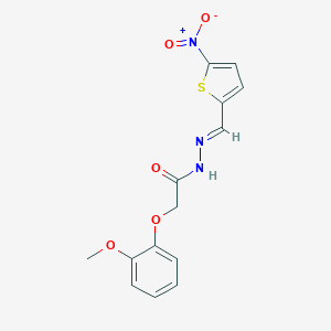 molecular formula C14H13N3O5S B386799 N'-({5-nitro-2-thienyl}methylene)-2-(2-methoxyphenoxy)acetohydrazide 