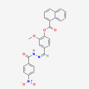 2-methoxy-4-[2-(4-nitrobenzoyl)carbonohydrazonoyl]phenyl 1-naphthoate