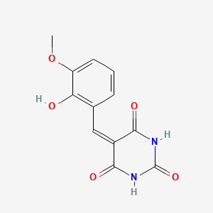 molecular formula C12H10N2O5 B3868037 5-(2-hydroxy-3-methoxybenzylidene)-2,4,6(1H,3H,5H)-pyrimidinetrione CAS No. 5567-70-4