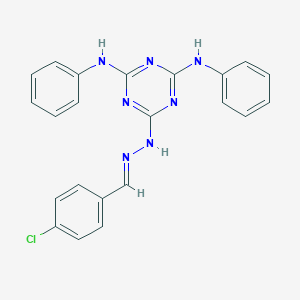 molecular formula C22H18ClN7 B386810 4-Chlorobenzaldehyde (4,6-dianilino-1,3,5-triazin-2-yl)hydrazone 