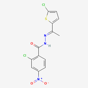 molecular formula C13H9Cl2N3O3S B3868103 2-chloro-N'-[1-(5-chloro-2-thienyl)ethylidene]-4-nitrobenzohydrazide 