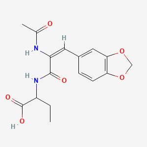 molecular formula C16H18N2O6 B3868118 2-{[2-(acetylamino)-3-(1,3-benzodioxol-5-yl)acryloyl]amino}butanoic acid 