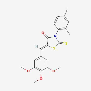molecular formula C21H21NO4S2 B3868121 3-(2,4-dimethylphenyl)-2-thioxo-5-(3,4,5-trimethoxybenzylidene)-1,3-thiazolidin-4-one 