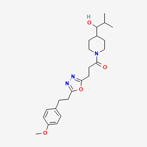 molecular formula C23H33N3O4 B3868132 1-[1-(3-{5-[2-(4-methoxyphenyl)ethyl]-1,3,4-oxadiazol-2-yl}propanoyl)-4-piperidinyl]-2-methyl-1-propanol 