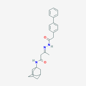 molecular formula C28H33N3O2 B386815 N-(1-adamantyl)-3-[([1,1'-biphenyl]-4-ylacetyl)hydrazono]butanamide 